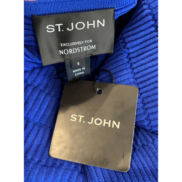 ST. JOHN COLLECTION  Architectural Ottoman Knit Jacket  in Vivid Blue (6) - Picture 8 of 10